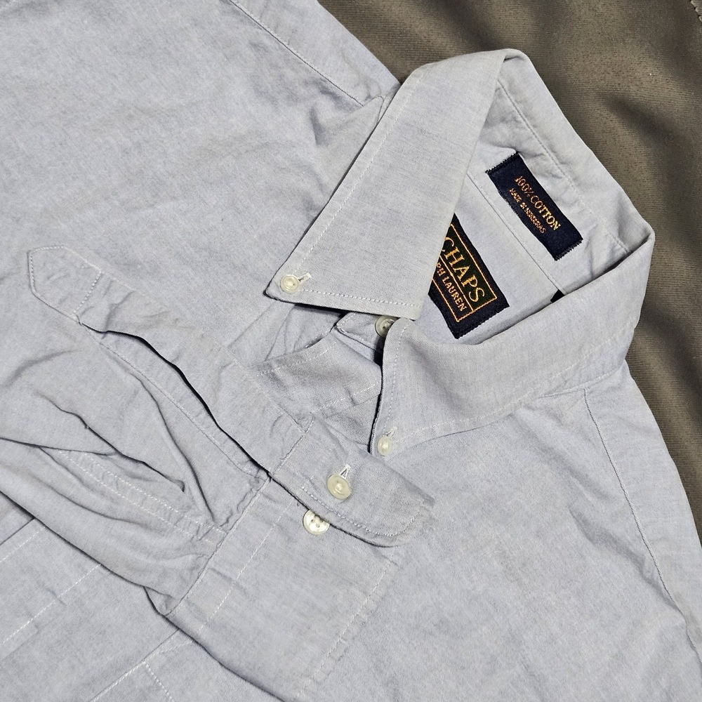 Vintage Chaps Ralph Lauren Dress Shirt Mens 16.5 32/33 Light‎ Blue Long Sleeve